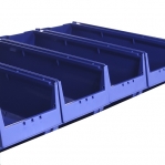 Small parts shelving 2100x1000x500, 32 bins 500x230x150 PPS +16 dividers