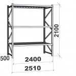 Starter bay 2100x2400x500 300kg/level,3 levels with chipboard