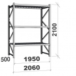 Starter bay 2100x1950x500 440kg/level,3 levels with chipboard MAXI