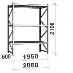 Starter bay 2100x1950x600 440kg/level,3 levels with chipboard MAXI