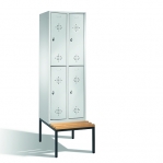 2-tier locker with bench, 4 doors, 2090x610x500/815 mm