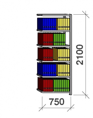 Extension bay 2100x750x300 200kg/shelf,6 shelves