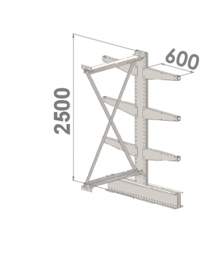 Ulokehylly jatko-osa 2500x1000x2x600,4 tasoa