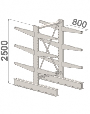 Grenställ startsektion 2500x1000x2x800,12 x arm