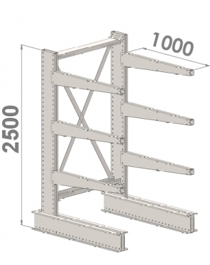 Grenställ startsektion 2500x1000x1000,6 x arm