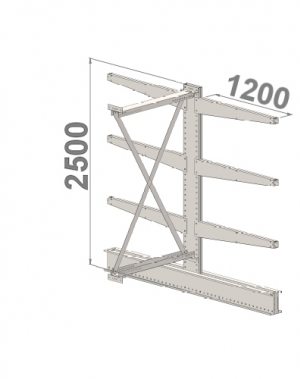 Grenställ följesektion 2500x1000x2x1200,6 x arm