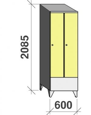 Riidekapp 2x300 2085x600x545, lühike uks, kaldkatusega