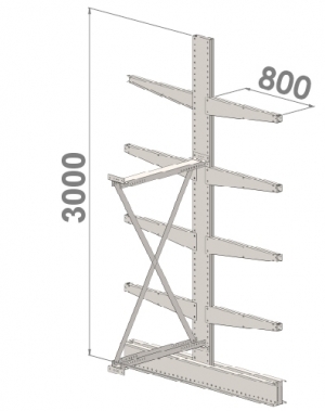 Ulokehylly jatko-osa 3000x1000x2x800,5 tasoa