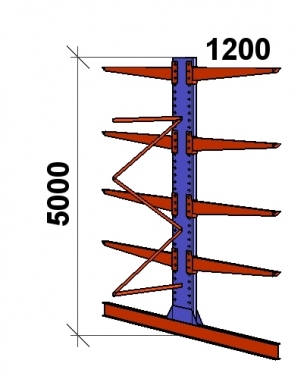 Ulokehylly jatko-osa 5000x1500x2x1200,5 tasoa