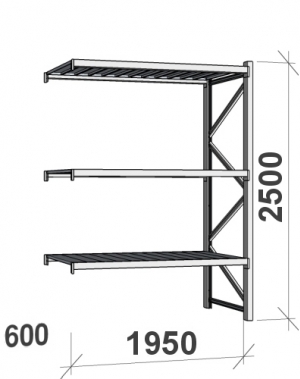 Extension bay 2500x1950x600 440kg/level,3 levels with steel decks MAXI