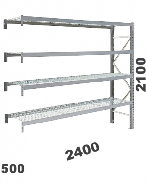 Laoriiul jätkuosa 2100x2400x500, 300kg/korrus, 4 korrust võretasapinnaga