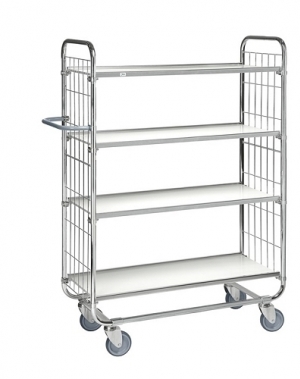 Flexibel shelf trolley 4 shelves 1195x470x1590mm, 250kg/2 wheels w.brakes