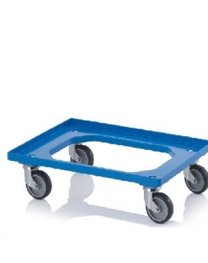 Kastikäru ABS-plastist 620x420x100mm, sinine hallist kummist rattad