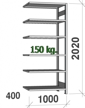 Extension bay 2020x1000x400, 6 shelves, ZN Kasten used