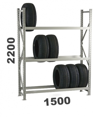 Däckställ startsektion 2200x1500x500, 3 hyllplan