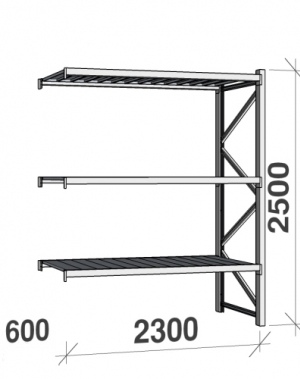 Extension bay 2500x2300x600 350kg/level,3 levels with steel decks
