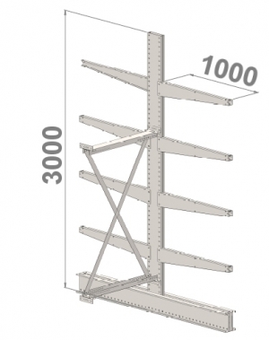 Ulokehylly jatko-osa 3000x1500x2x1000,5 tasoa