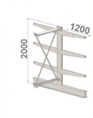 Grenställ följesektion 2000x1500x2x1200,6 x arm