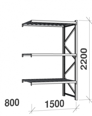Extension bay 2200x1500x800 600kg/level,3 levels with steel decks
