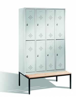 2-tier locker with bench, 8-doors, 2090x1190x500/815 mm