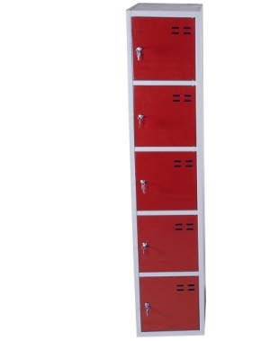 Sektsioonkapp, 5-ust, punane/hall, 1920x350x550