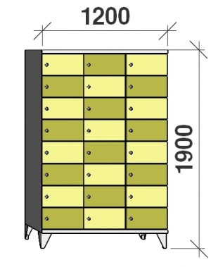 8-Tier locker, 24 doors, 1900x1200x545 mm