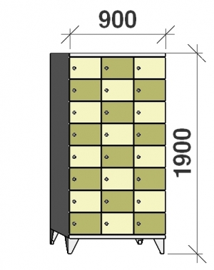 8-tier locker, 24 doors, 1900x900x545 mm