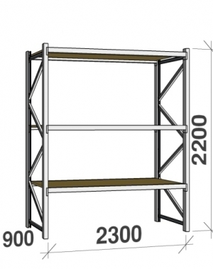 Starter bay 2200x2300x900 350kg/level,3 levels with chipboard