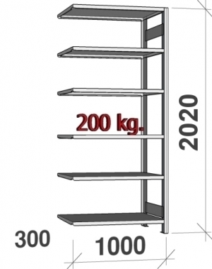 Laoriiul lisaosa 2020x1000x300 200kg/riiuliplaat,6 plaati ZN Kasten kasutatud