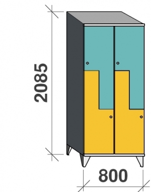 Z-locker 2085x800x545, 4 doors with sloping top