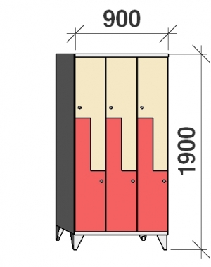 Z- Metallskåp, 6 dörrar, 1900x900x545