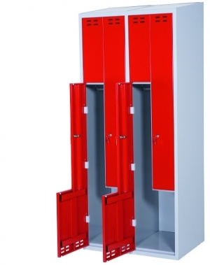 Klädskåp, röd/grå 4 d/Z-modell 1920x800x550