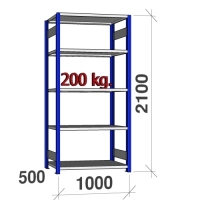 Starter bay 2100x1000x500 200kg/shelf,5 shelves, blue/Zn