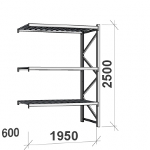 Lagerhylla följesektion 2500x1950x600 440kg/hyllplan,3 hyllor MAXI