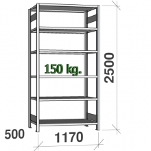 Laoriiul põhiosa 2500x1170x500 150kg/riiuliplaat,6 plaati kasutatud