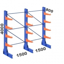 Ulokehylly 1-puolinen 3-pylväinen/12 uloketta 4000Hx3000Lx800S