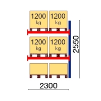 Pallställ följesektion 2550x2300 1200kg/6 pallar