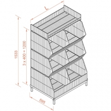 Wire stack container set with legs 1182x595x1533, 4 levels