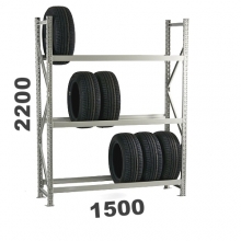 Däckställ startsektion 2200x1500x500, 3 hyllplan