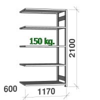 Extension bay 2100x1170x600 150kg/shelf,5 shelves