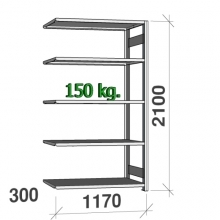 Extension bay 2100x1170x300 150kg/shelf,5 shelves used