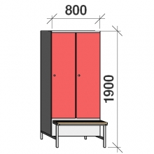 Locker with a bench 2x400, 1900x800x830
