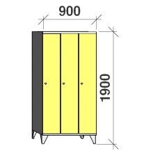Locker 3x300, 1900x900x545, long door