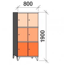 Klädskåp, 6 dörrar, 1900x800x545 mm