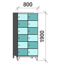 6-Tier locker,12 doors, 1900x800x545 mm