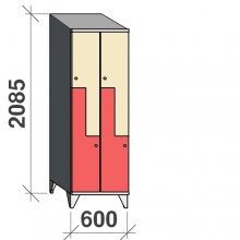 Z-skåp, 4 dörrar, 2085x600x545, sluttande topp