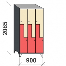 Z-skåp, 6 dörrar, 2085x900x545, sluttande topp